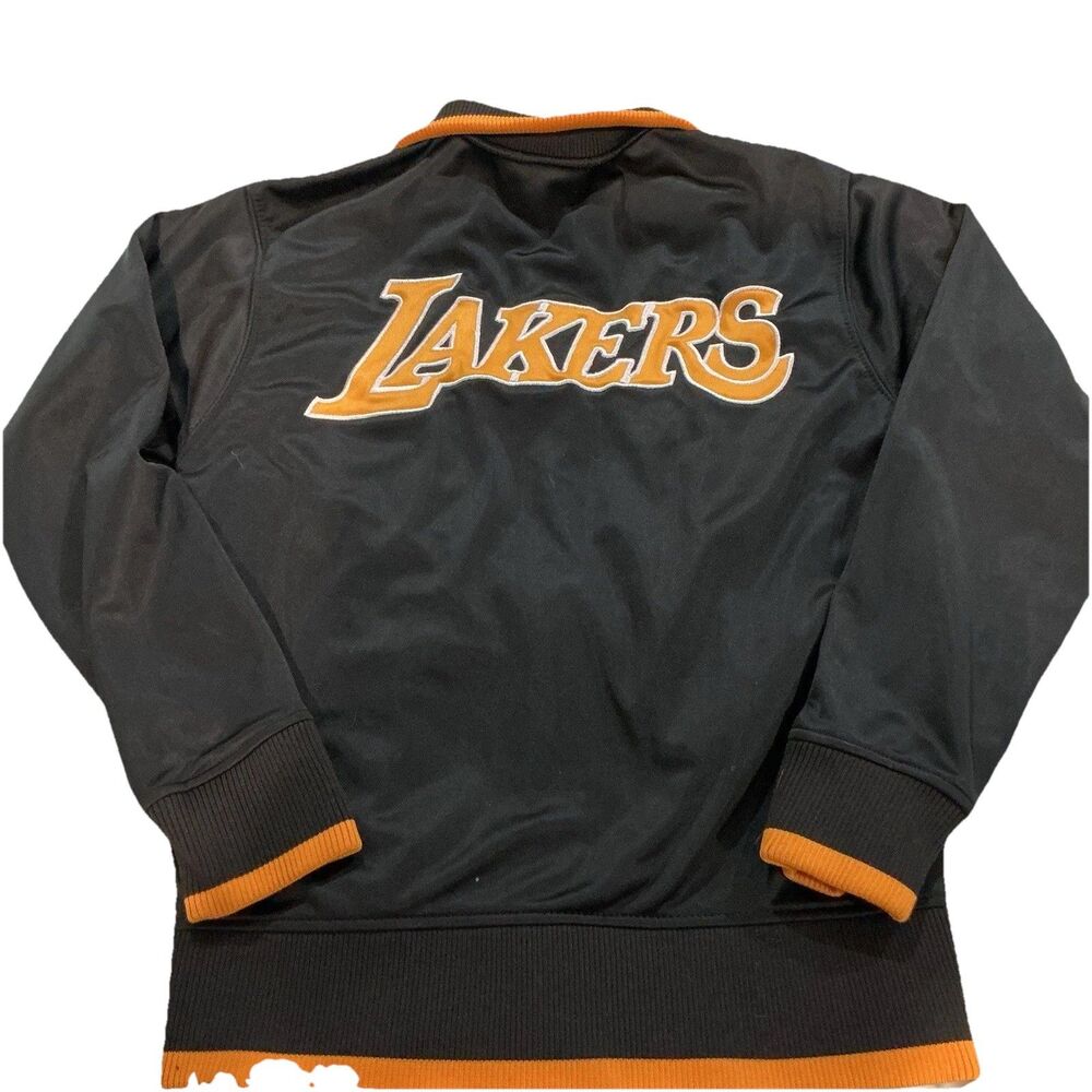 Los Angeles Lakers Full Zip Jacket Black Gold Embroidered NBA Youth XL / WM SM